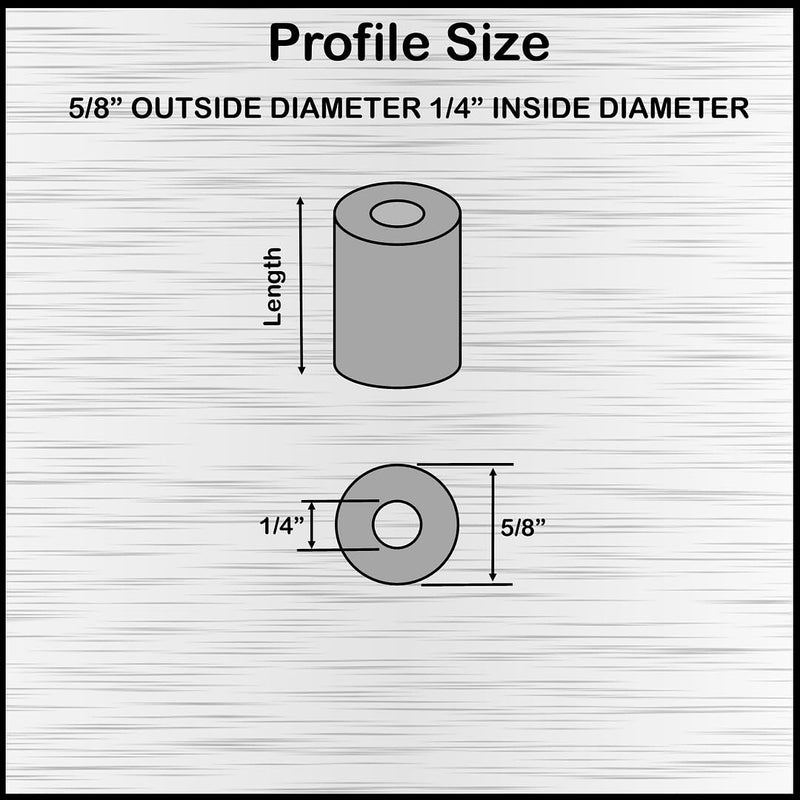 [Australia - AusPower] - Aluminum Spacer Black 5/8" OD x 1/4" ID x Choose Your Length, Round Spacer Unthreaded Standoff Bushing Plain Finish, Fits Screws Bolts 1/4" or M6 by Metal Spacers Online (1/2" Length, 10 Pack) 1/2" Length 