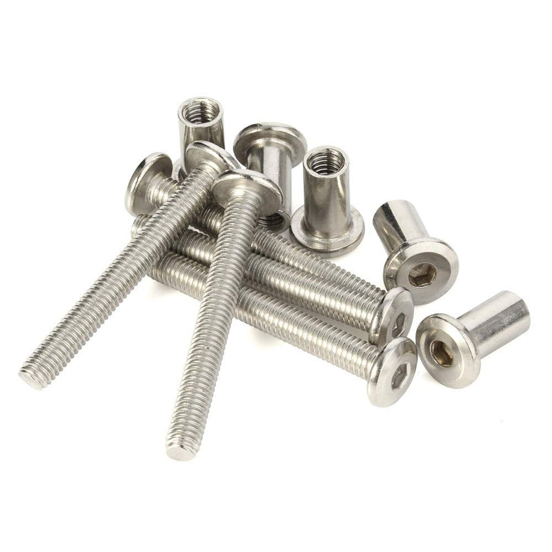 [Australia - AusPower] - Screw Post Fit for 5/16" (8mm) Hole Dia, Male M6 x 45mm Belt Buckle Binding Bolts Furniture Screws, 304 Stainless Steel 18-8, 10 Sets 