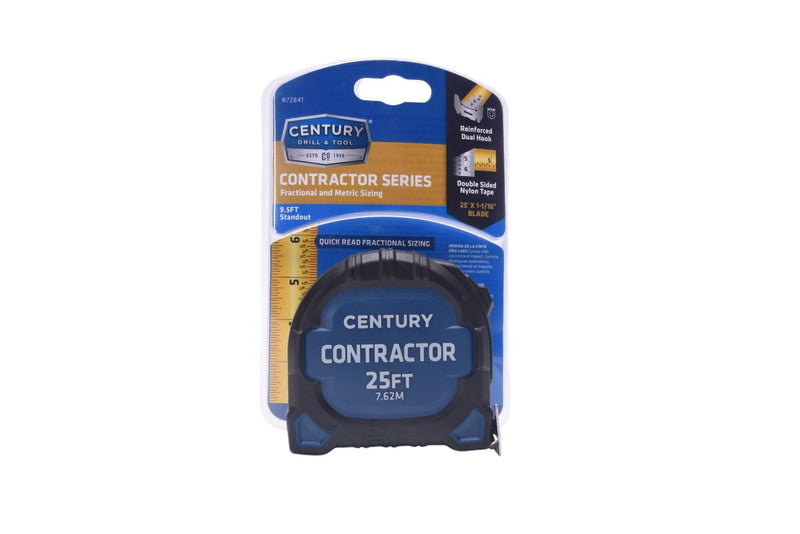 [Australia - AusPower] - Century Drill & Tool 72841 Contractor Fractional/Metric Tape Measure, 25 Foot 7.6 m 