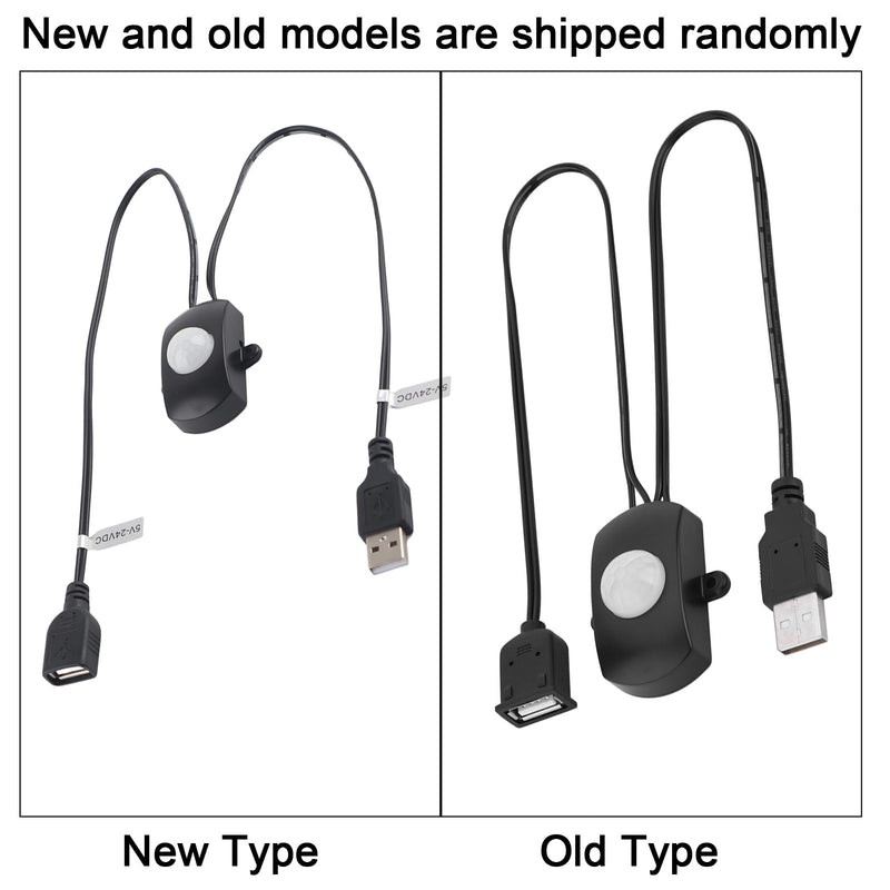 PIR USB Switch 2A DC 5-24V IR Motion Sensor Switch Detector Automatic Switch for LED Strip Corridors Bathroom Garages (Black) Black