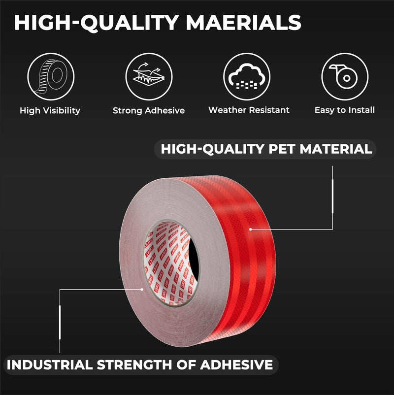 SWRT 2 Inch X 30 FT Reflective Tape Outdoor Waterproof DOT-C2 Fade Resistant Red Reflective Tape Strong Adhesive Safety Warning Tape Reflector Conspicuity Tape for Trailer Trucks Bikes 2IN x 30FT