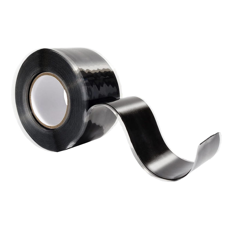 Self-Fusing Silicone Grip Tape for Gym Equipment, Pull Up Bars, Barbells, Dumbbells, Sports Gear, Handles & Steering Wheel, and Tools (Black, 5 FT) Black