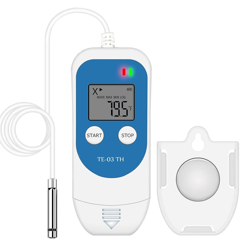 TE-03 TH Temperature Humidity Data Logger with High Precision Digital Probe, Accuracy up to ±0.3°C, Auto PDF&CSV Reports, LED Warning Light TE-03 TH 1