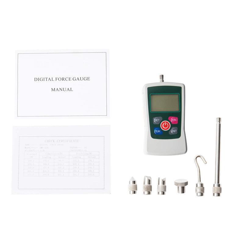 [Australia - AusPower] - Beslands Digital Force Gauge 500N Push Pull Force Gauge Dynamometer Tension Gauge Tester Pressure Thrust Meter with Units N/LB/Kg/Oz, Portable Storage Case (AMF-500) 