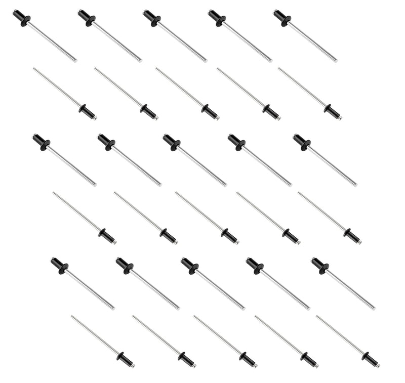 [Australia - AusPower] - 3/32" x 1/4" Aluminum Blind Rivets Assortment, Black Pop Rivets Metal Boat Rivet Tool Marine Rivets for Kayak - 100 Pcs 3/32" x 1/4" 