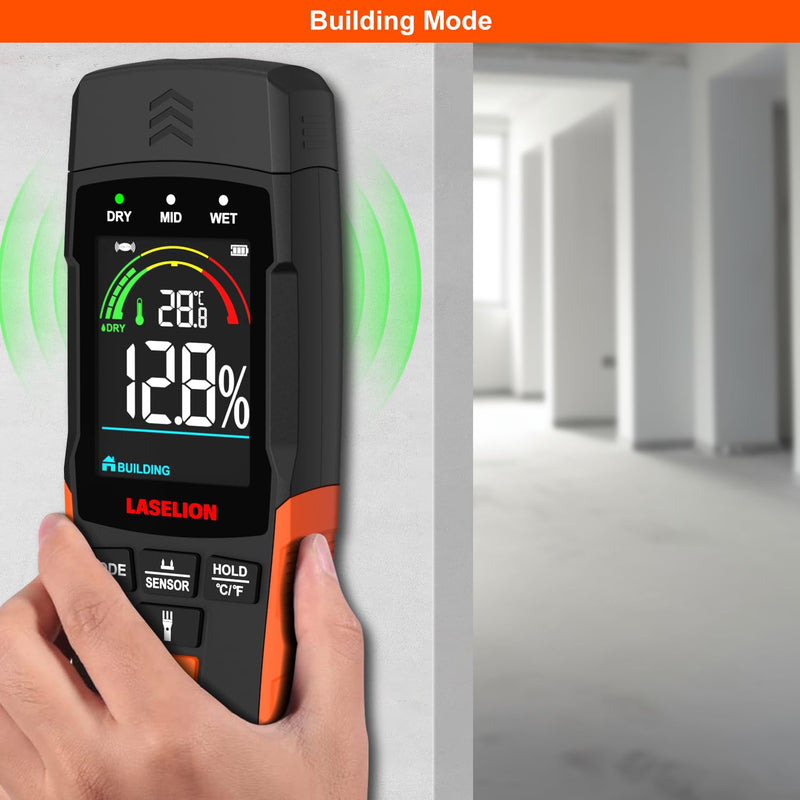 [Australia - AusPower] - 2-in-1 Pin & Pinless Moisture Meter MS03 – Accurate Moisture Detection for Wood, Concrete, Drywall, and More – LCD Display with Hold Function, Flashlight, and Auto Power Off 