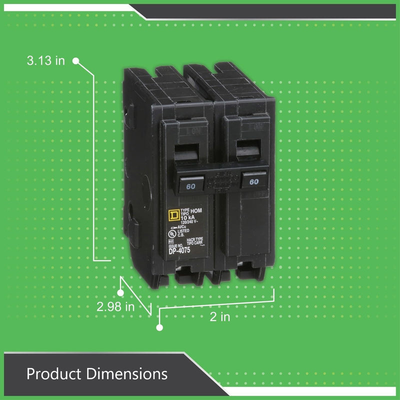 [Australia - AusPower] - Plug In Circuit Breaker, HOM, Number of Poles 2, 60 Amps, 120/240VAC, Standard 