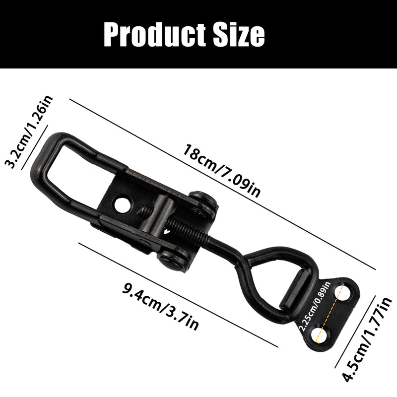 [Australia - AusPower] - 2-Pack Heavy-Duty Black Toggle Latch Clamp - 300lbs Adjustable Pull Latch, Quick-Release Smoker Door Latch, Metal Toggle Clamps for Boxes, Gates, Cabinets, Cases 