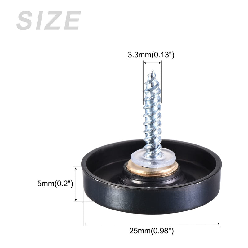 [Australia - AusPower] - Mirror Screws (25mm/0.98") 4Pcs, Decorative Cover Cap Nails Brushed - for Sign Advertising Hardware, Construction, Black 25mm 