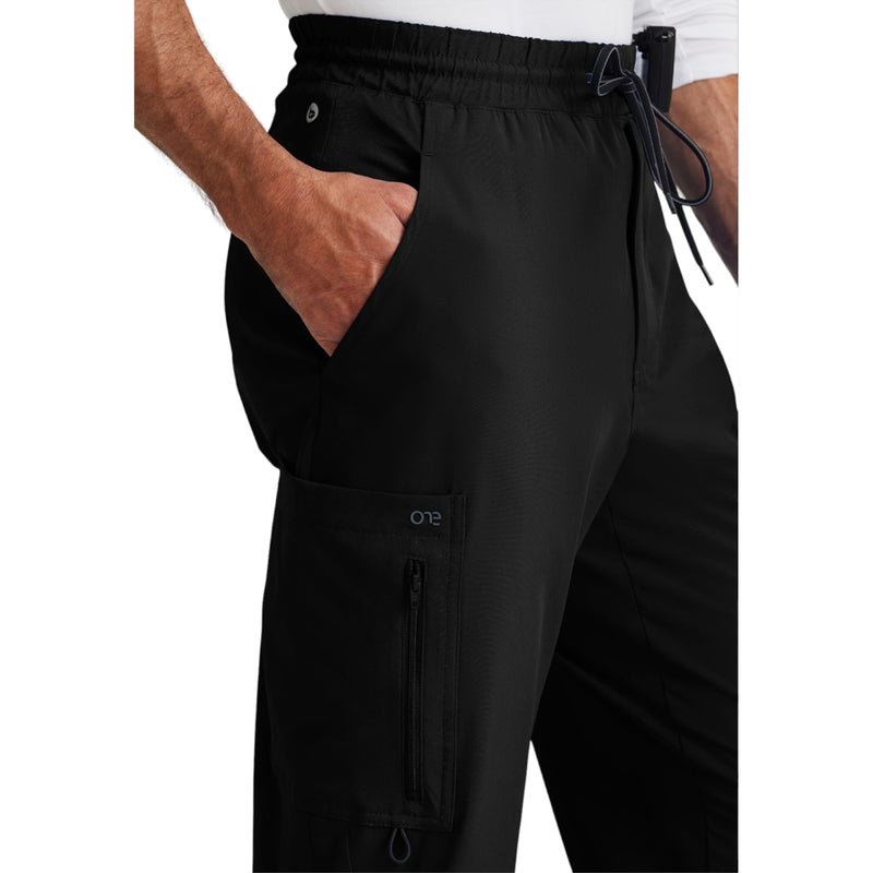 BARCO One Vortex Scrub Jogger for Men - Medical Cargo Pant, Eco-Friendly Fabric, 4-Way Stretch, Anti-Wrinkle Men's Scrub Pant Black X-Small