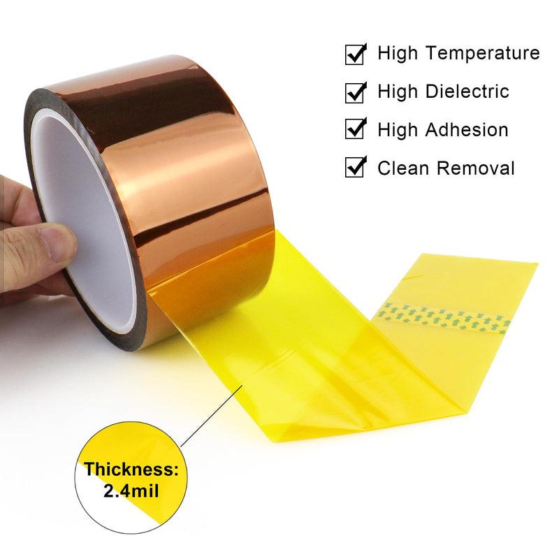 [Australia - AusPower] - BOMEI PACK Polyimide Tape, 1 Pack High-Temperature Resistant Tape 2inch x 33m(108ft), No Residue Heat-Resistant Tape for Electric Task, 3D Printing, Soldering, Sublimation, Masking 