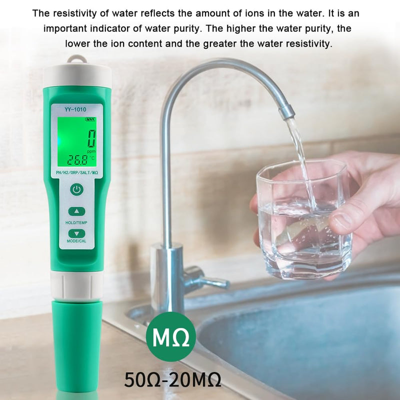 [Australia - AusPower] - Hydrogen Water Tester 10 in 1 Resistivity/Fertility/H2/pH/TDS/EC/ORP/S.G/Salt/Temp Meter with ATC pH Meter,0.01 High Accuracy pH Tester Digital,TDS Meter PPM Meter for Drinking,Hydroponics,Pool. 10-1 