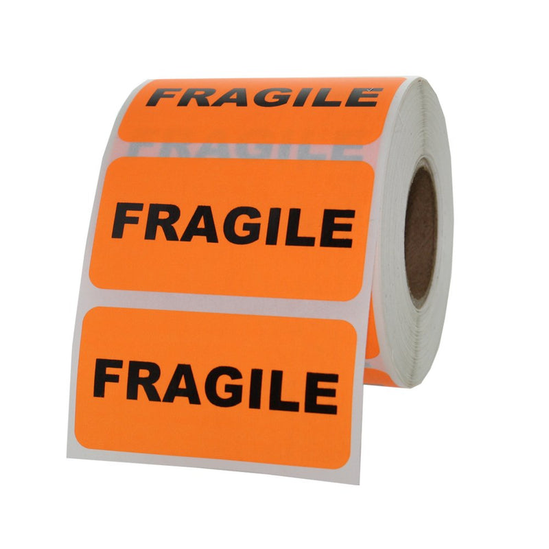 LabelValue.com | Orange Fragile Stickers 2" x 1" - 500 Labels Per Roll
