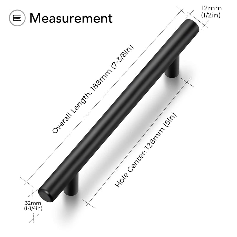 Ravinte Black Cabinet Handles 10 Pack 5 Inch Cabinet Pulls Matte Black Kitchen Cabinet Handles Modern Drawer Pulls Black Hardware for Kitchen Cabinet 5 Inch Hole Centers