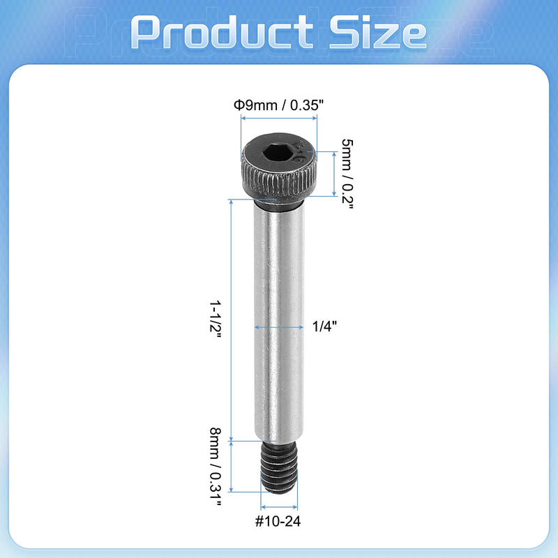 [Australia - AusPower] - uxcell Alloy Steel Hexagon Socket Head Shoulder Screws Bolt, 1-1/2" Shoulder Length, 1/4" Shoulder Dia, #10-24 Thread, 5pcs 