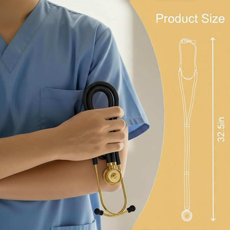 MaiWieel-Sprague Rappaport Stethoscope with Dual-sided Chestpiece Black and Gray Stethoscope for Nurses, Doctor, EMTs and Medical Students, Soft Eartips and Tubing (Titanium Gold) Titanium Gold