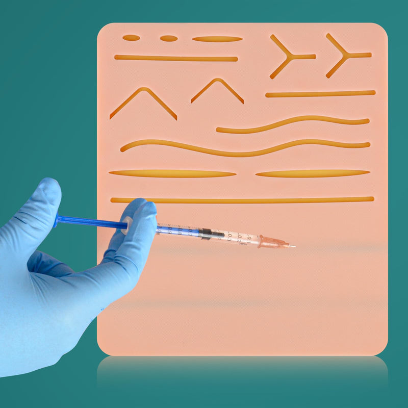 [Australia - AusPower] - Suture Practice Pad & Injection IV Training Pad with 14 Pre-Cut Wounds and 2 Veins, 2-in-1 Training pad for IV Injection Training & Suturing Practice for Medical Students and Doctors 