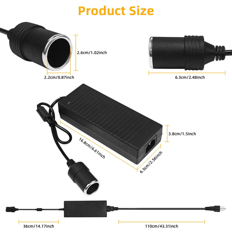 [Australia - AusPower] - 180W AC to DC Converter, 110V to 12V 15A Car Cigarette Lighter Socket AC/DC Adaptor Power Supply for Car Refrigerator, Tire Inflator, Vacuum Cleaner and Other Devices 7.2FT 