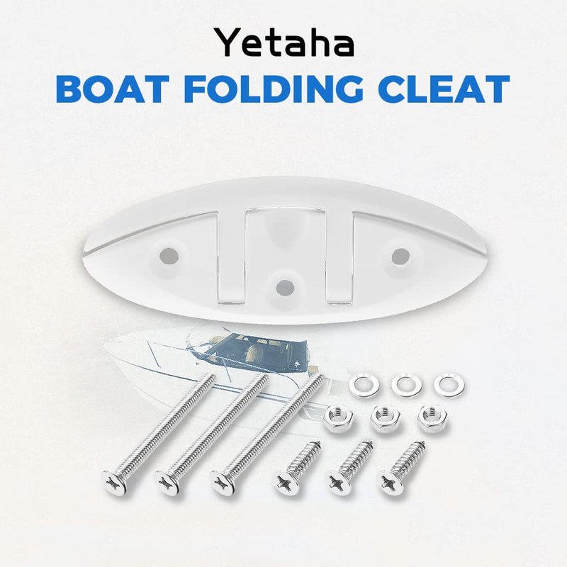 Yetaha Boat Folding Cleat, 4 Pack Flip Up Dock Mooring Cleat Marine Deck Rope Cleat Accessories with Mounting Screws for Boat Kayak, 5.12inch White
