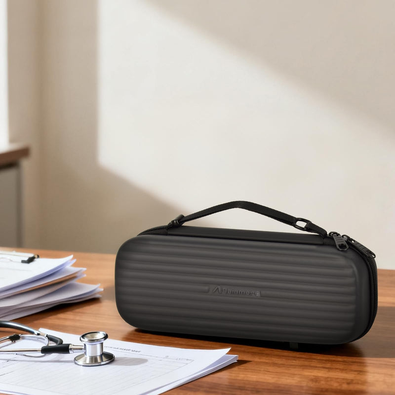 [Australia - AusPower] - Stethoscope Case Compatible with 3M Littmann Classic III/for MDF Instruments/for Paramed/for FriCARE Monitoring Stethoscope, Extra Room for Doctor & Nurse Accessories-Black Black 