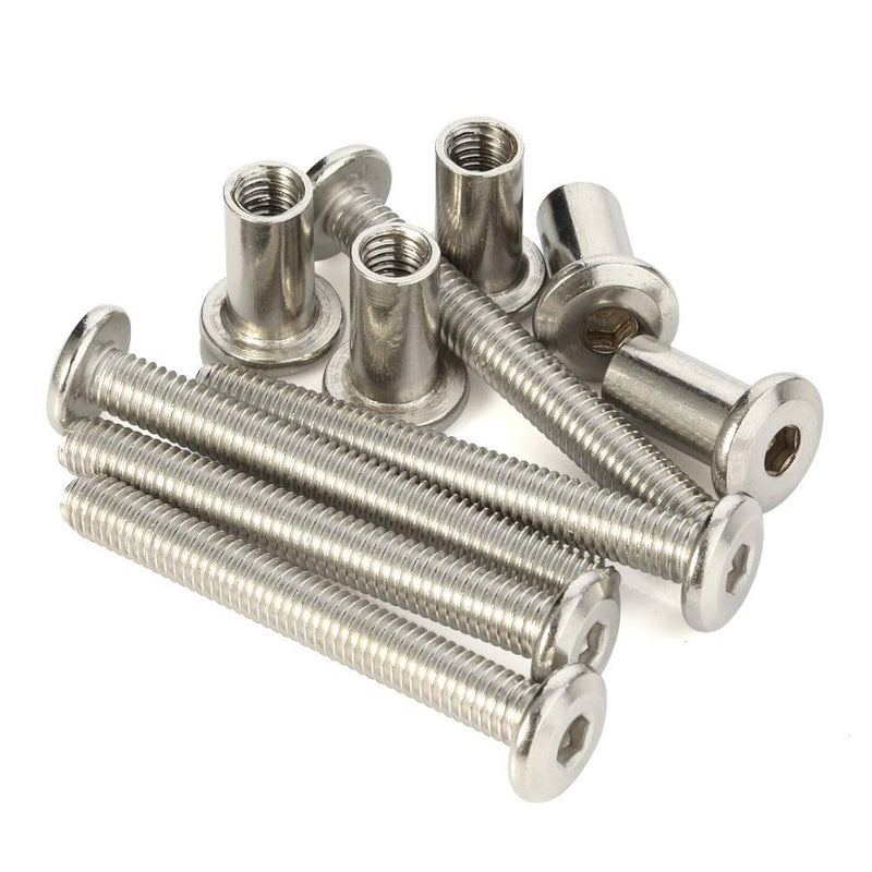 [Australia - AusPower] - Screw Post Fit for 5/16" (8mm) Hole Dia, Male M6 x 45mm Belt Buckle Binding Bolts Furniture Screws, 304 Stainless Steel 18-8, 10 Sets 