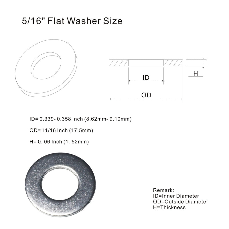 [Australia - AusPower] - 5/16" Flat Washer, 18-8 (304) Stainless Steel Washers Flat, 5/16 inch Stainless Flat Washers, 100 PCS 5/16" x 11/16" - 100pcs 