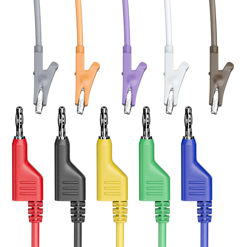 [Australia - AusPower] - Goupchn Stackabe Banana Plug to Alligator Clips Test Leads 10 Colors Soft Flexible Electrical Wire Cables for Multimeter Electrical Testing 500V/5A Ten Colors 3.3ft/1m 