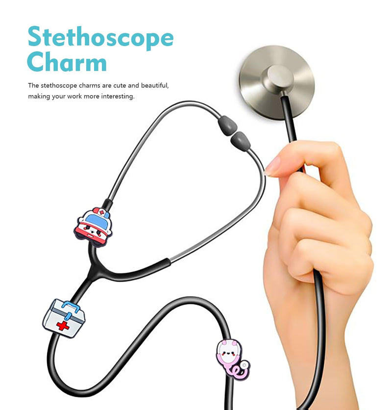 [Australia - AusPower] - 6 Pcs Cute Stethoscope Charms for Nurses,Adorable Littmann Stethoscope Accessories with Stethoscope Ring Jewelry,Suitable for Peds Nurse, Doctor, Medical Workers (Cartoon Medical) Multicoloured 6 