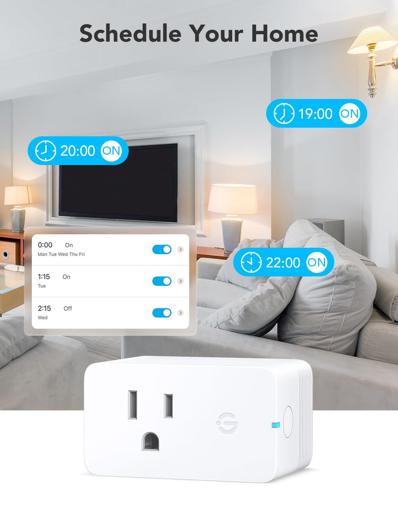 [Australia - AusPower] - Govee Smart Plug with Energy Monitoring, WiFi Bluetooth Plug Work with Alexa and Google Assistant, 15A Smart Outlets with Timer & Group Controller, No Hub Required, ETL&FCC Certified for Home, 4 Pack 