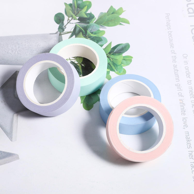 4 Roll Plain Color Washi Tape, 32 Ft X 0.59" Mint Green Pink Purple and Blue Washi Tape Set Low Tack Tapes Masking Self-Adhesive Tapes for Packaging Journals Scrapbooks DIY Crafts Gifts Green Powder Blue Purple and Blue