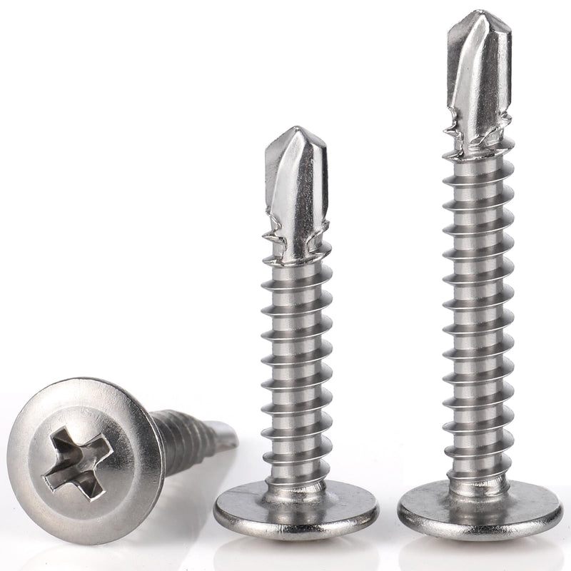[Australia - AusPower] - 140pcs Self Drilling Screws for Metal,#8 x 1 1/4 Inch 410 Stainless Steel Self Tapping Sheet Metal Screws,Self Tapping Screws for Metal,Modified Truss Head #8 x 1-1/4 inch Silver Modified Truss Head 
