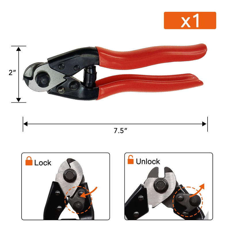 [Australia - AusPower] - Cable Cutter Wire Cutter Heavy Duty up to 5/32" Stainless Steel Aircraft Wire rope for Decking Railing Fencing Bike Bicycle Brake Cutter DIY projects 