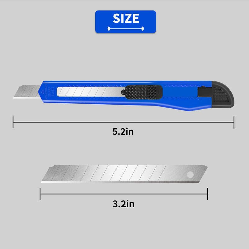 [Australia - AusPower] - 8 Pack Utility Knife Box Cutters (9mm Wide Blade Cutter 4 Colors) Box Cutter Retractable, Compact Utility Knives, Extended Use for Office, Craft, Razor Knife, Paper Knife, Disposable Box Opener 8 Pack 