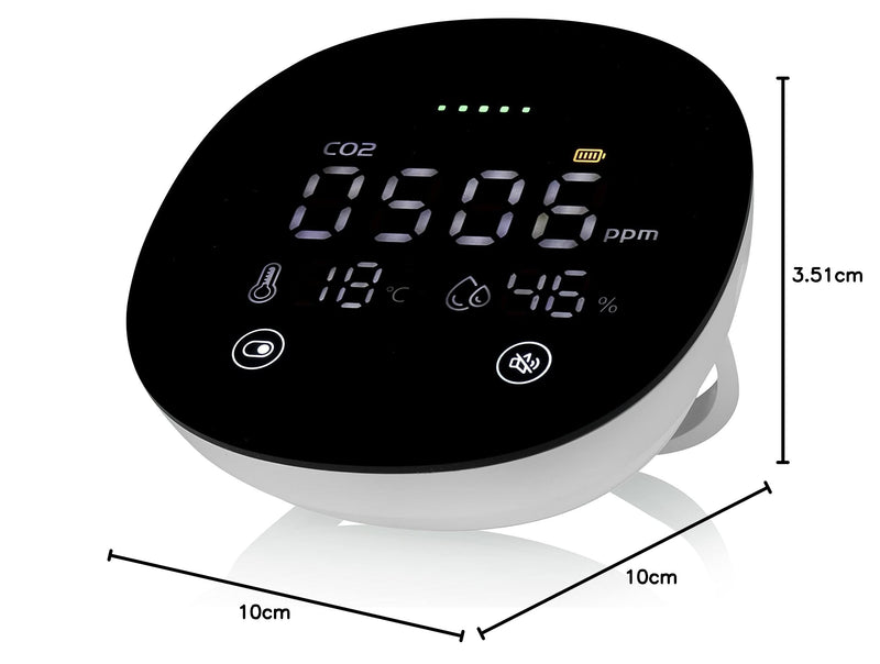 Smartwares 3-in-1 Indoor Air Quality Tester - CO₂, Temperature & Humidity - Portable Meter - For Home, Office & School - FGA-13950