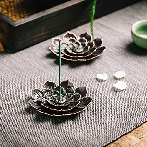 GARMOLY Incense Burner, Incense Holder for Sticks, Brass Lotus Incense Stick Holder and Detachable Ash Catcher 1 Standard