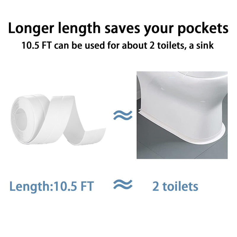 [Australia - AusPower] - Caulk Tape Self Adhesive, 1 Rolls Waterproof Toilet Caulk Strip, Toilet Sealer Around Toilet Base, Traditional Caulking Replacement, Caulking Tape for Bathroom, Bathtub, Floor Wall Edge Protector (1) 