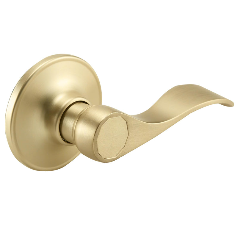 Design House Springdale Passage Hall Closet Interior Door Lever Handle Lockset, Non-Locking Handle Hardware, Satin Gold, 6.375 in x 1.94 in x 2.625 in, Item 728899 1 Pack