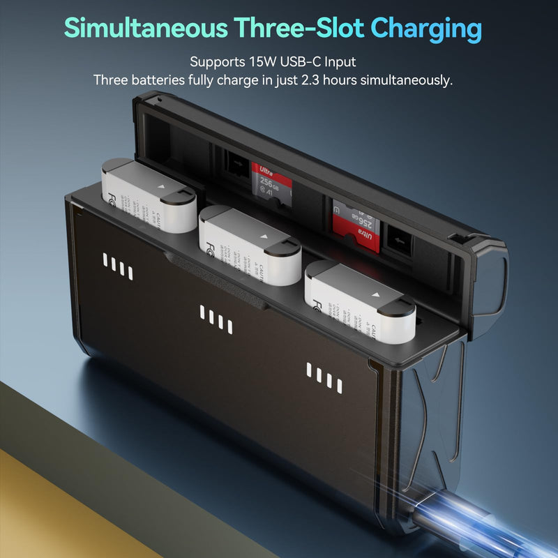 [Australia - AusPower] - TELESIN 2 Pack NP-BX1 Battery and 3-Channel Battery Charger for Sony NP-BX1/M8, ZV-1, ZV-1 II, Cyber-Shot DSC-HX80, HX90V, HX95, HX99, RX1, RX1R II, RX100 (II/III/IV/V/VA/VI/VII), FDR-X3000, HDR-AS50 