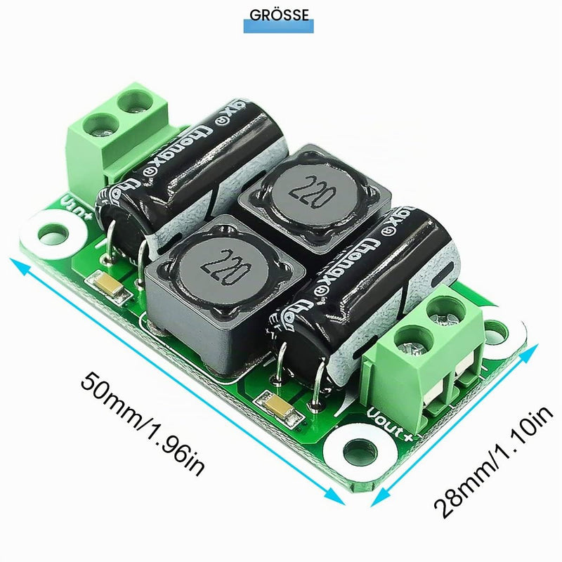 Pack of 5 DC Power Supply Filter Board Class D Amplifier 0-50V 4A Car EMI Suppression Module with Red and Black Cable