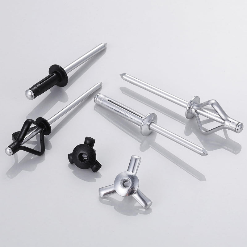 [Australia - AusPower] - (150 pcs) Tri-Fold Rivets Assortment 3/16 * 1，Tri Grip Rivets，Black Aluminum Blind Rivets Tri Grip Boat Kayak Rivets,Trifold Rivets，Bulb Style Rivets 3/16*1 Black 