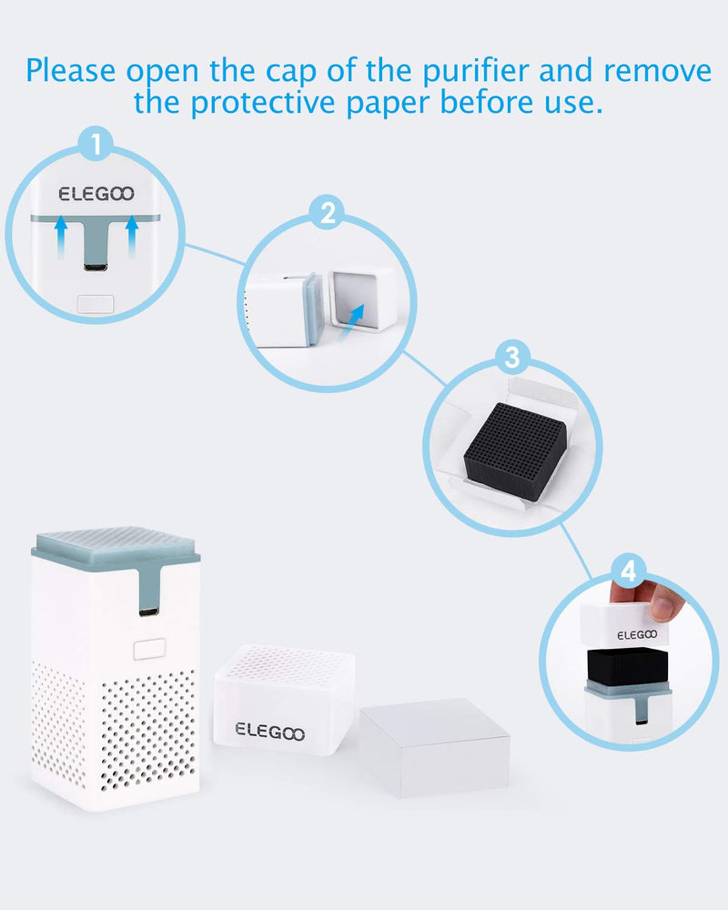 [Australia - AusPower] - ELEGOO 2PCS Mini Air Purifier with Activated Carbon Filter and Universal Adaptor for LCD/DLP/MSLA Resin 3D Printer Rechargeable 