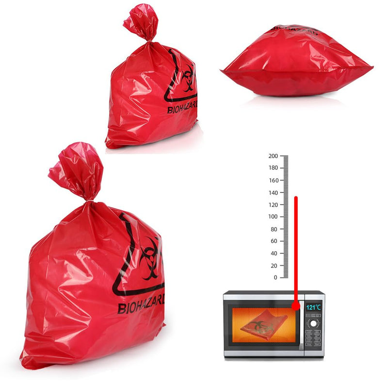 [Australia - AusPower] - 5 Pack Biohazard Bags Heavy Duty Thick Autoclavable Infectious Waste Bag Red Polypropylene Puncture Resistant 20 Gallon Biohazard Safety Bags Disposable Laboratory Sample Specimen Bag 