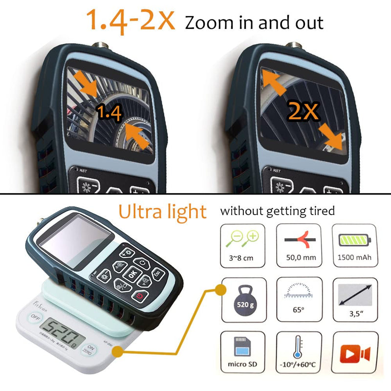[Australia - AusPower] - Aokiinn HD Digital Articulating Endoscope | 1280 x 720 Resolution Camera | 1 Meter Pipe | 3.5” IPS Screen | 3-Step Zoom in | 180° Screen Rotation | IP67 Waterproof LED Light Inspection Borescope 