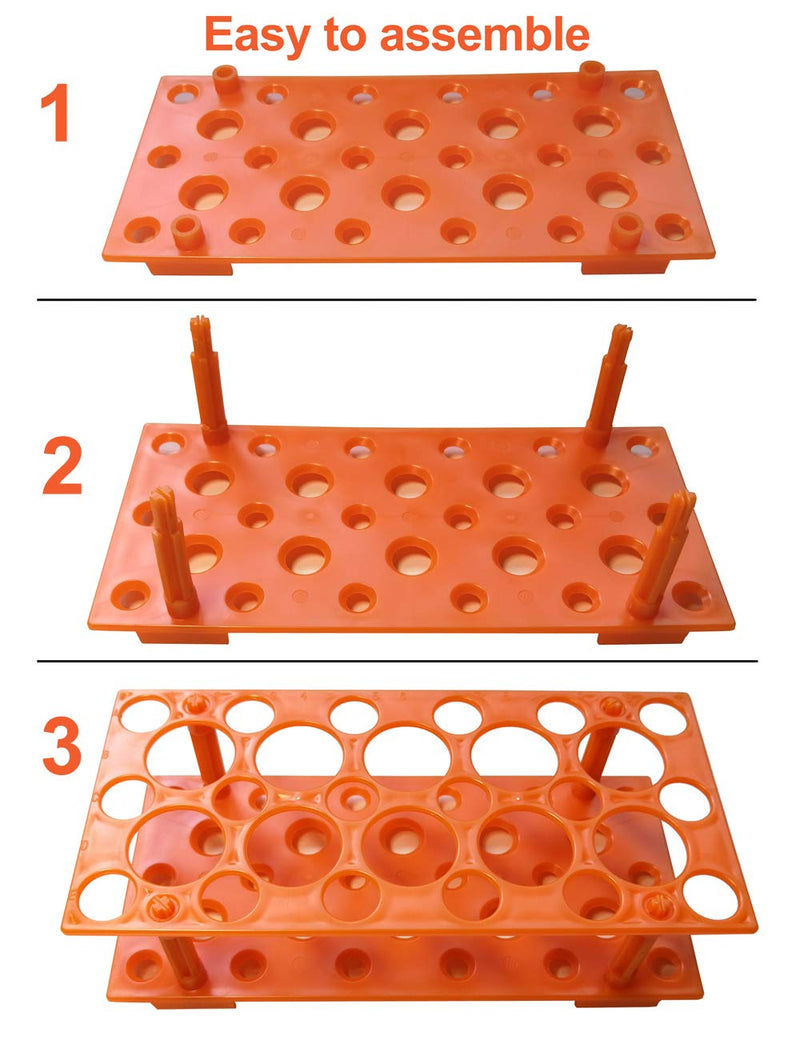 [Australia - AusPower] - Test Tube Rack, Centrifuge Tube Holder (2 Pack - Blue and Orange) for 10ml, 15ml, 50ml, Detachable Plastic Stand, 28 Well 