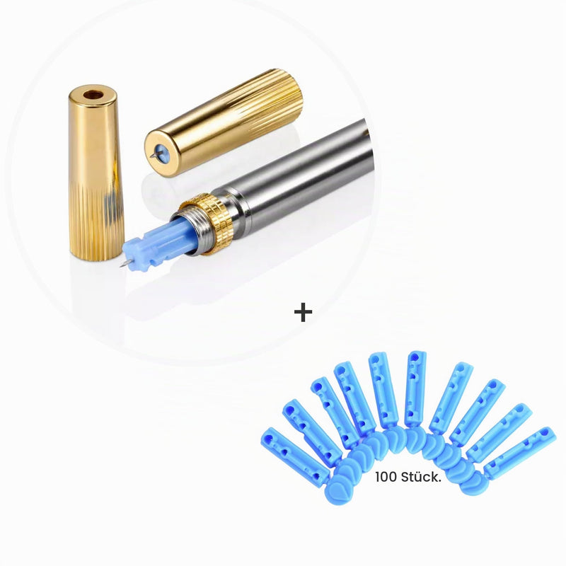 Lancing Aid with 100 Sterile Lancets, Blood Lancet Pen, Blood Collection Pen, Cupping Pen, Lancet Pen, Blood Pen, Blood Drainage, Hacamat Kalemi, Hijama Pen