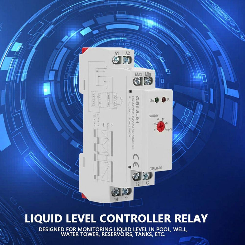 [Australia - AusPower] - Liquid Level Controller,GRL8-01 Liquid Level Control Relay Water Level Controller 10A (AC/DC 24V-240V) 