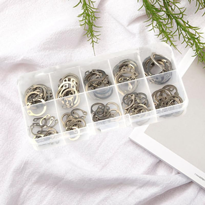 ULTECHNOVO external retaining ring snap circlip fastener set, 100-piece assortment of external retaining rings