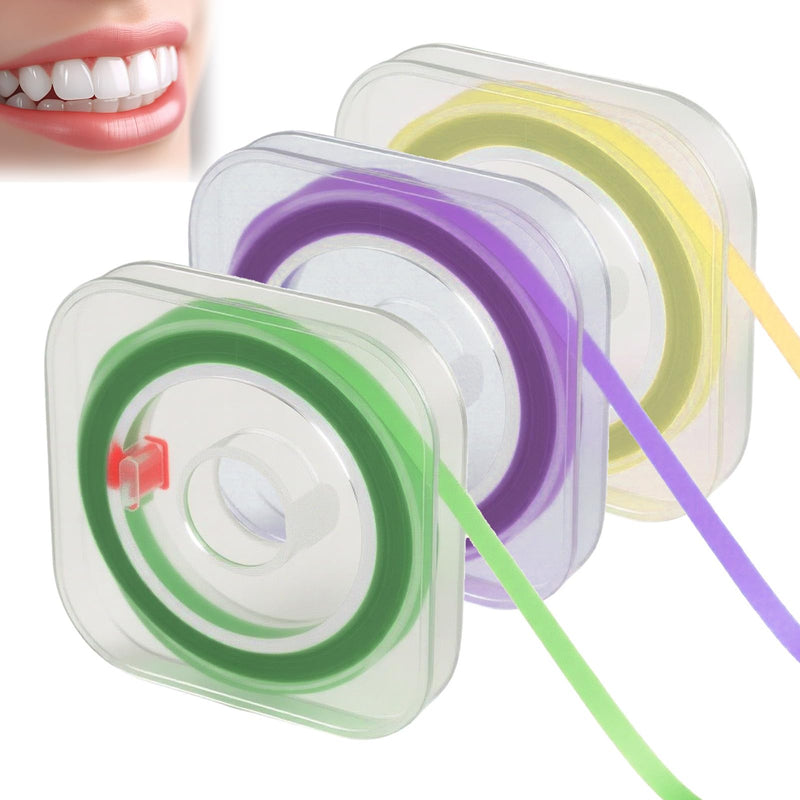 3 Bands, Tooth Sanding Strips, Polishing Strips, Interdental Polishing Tape, Coloured Dental Polishing Tape on Roll, Coarse, Medium, Fine Grain, Easy to Use, Effective Interdental Cleaning and