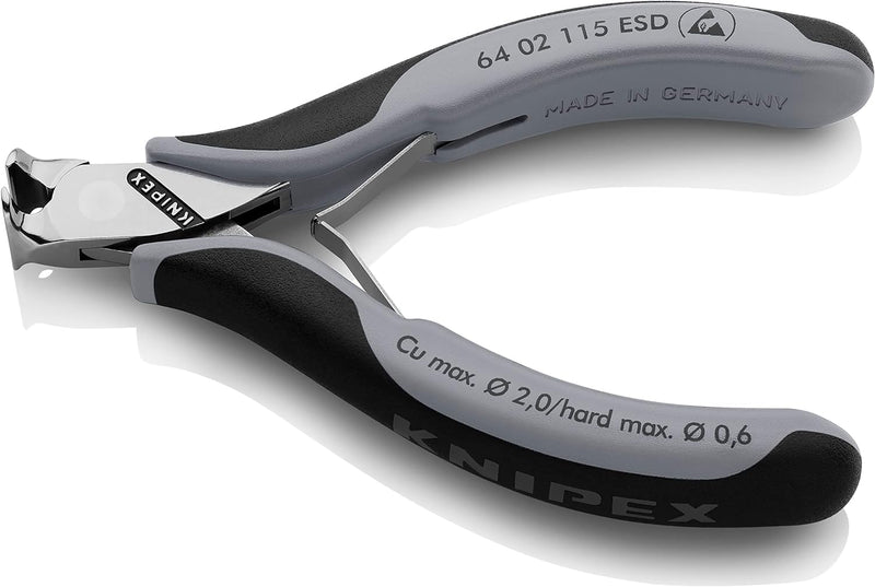KNIPEX ESD 64 02 115 ESD Electronic End Cutting Pliers | With multi-component sleeves 115 mm Without facet 130 mm
