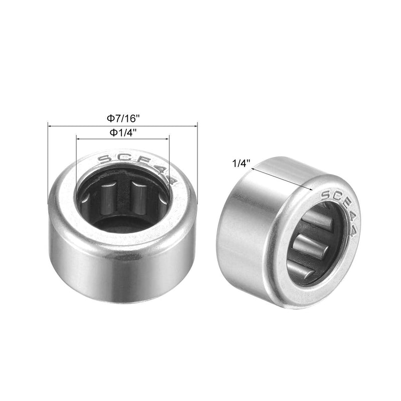[Australia - AusPower] - uxcell SCE44 Needle Roller Bearings 1/4-inch Bore 7/16-inch OD 1/4-inch Width Chrome Steel Open End 10pcs 1/4x7/16x1/4" 